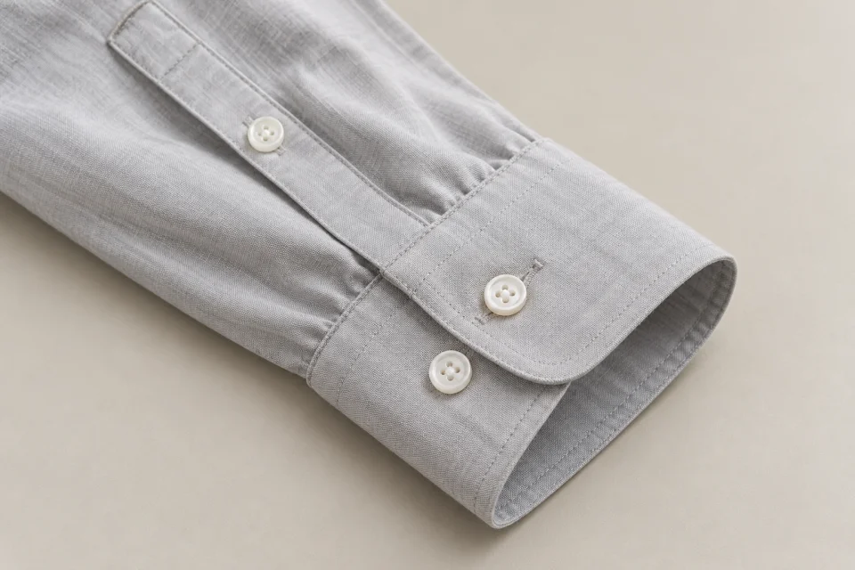 Poignet et manche longue d’une chemise grise