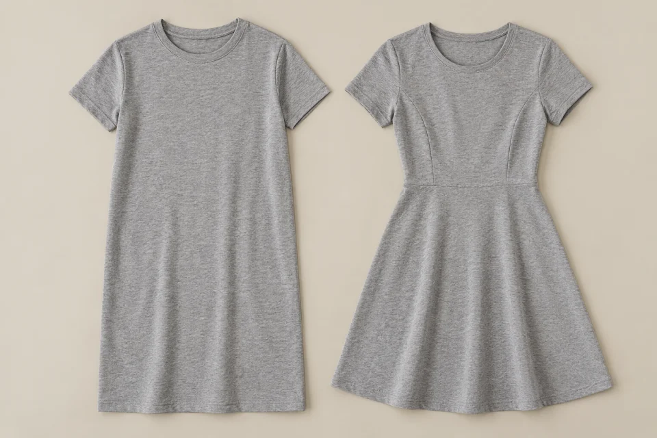 Comparaison illustrative de deux coupes de robe