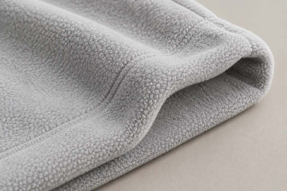 Surface douce d’un tissu polaire gris