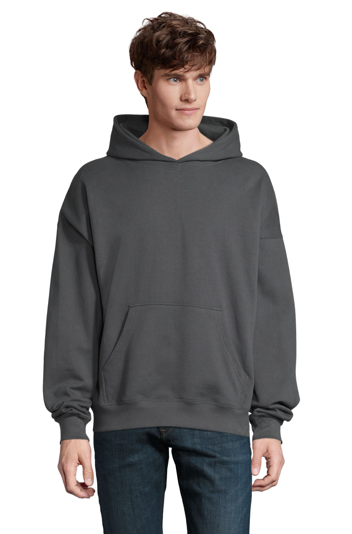 Sweat à capuche unisexe surdimensionné Connor - 381 - GRIS SOURIS