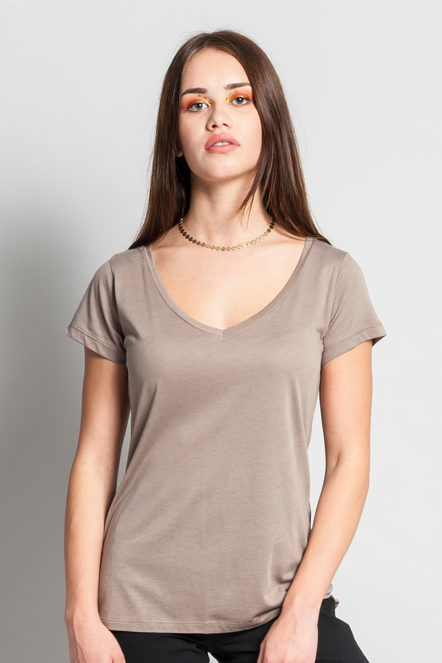 Pull col V en modal pour femme