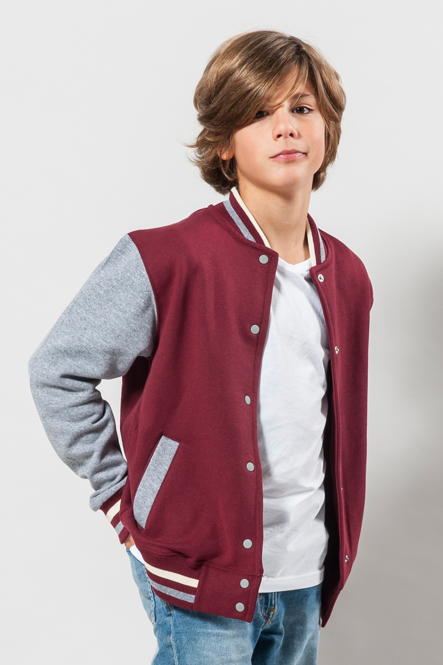 Blouson aviateur bicolore pour enfant en polaire 