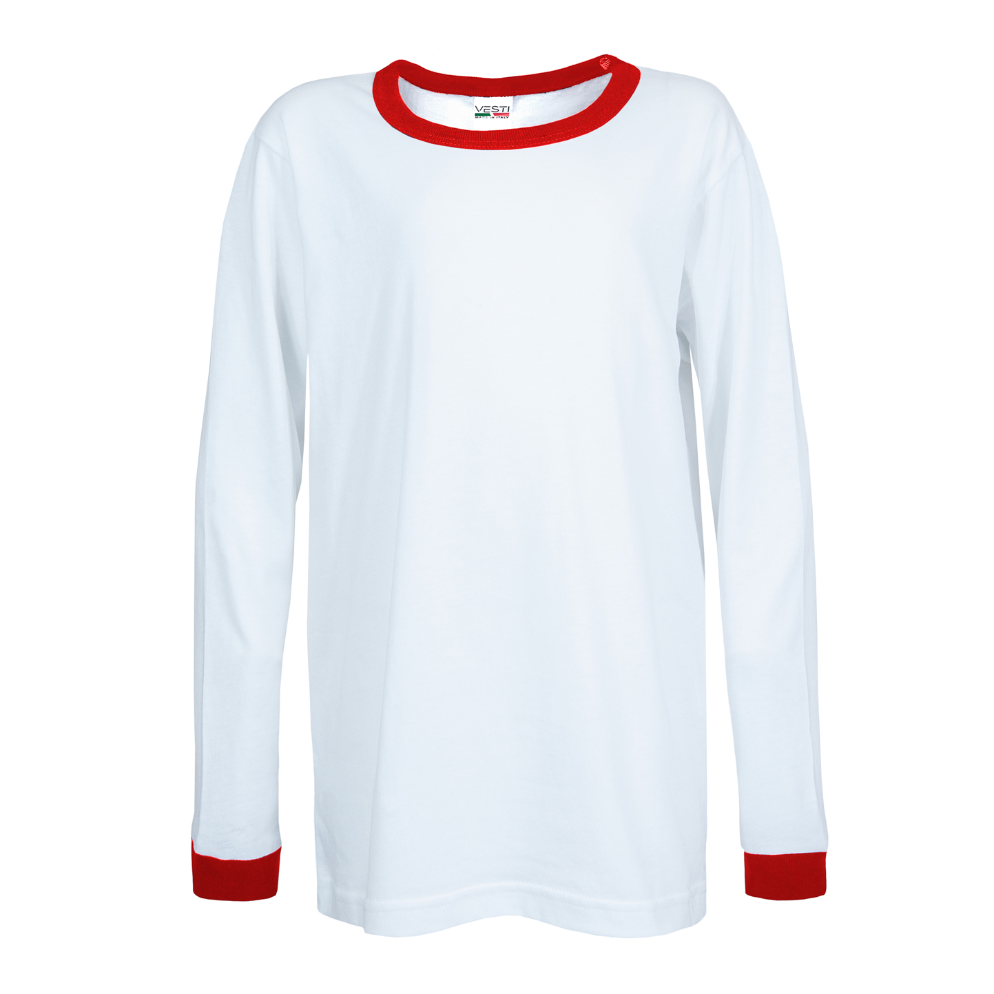 chemise à manches longues pour enfants  - 99RO - Blanc/Rouge XS