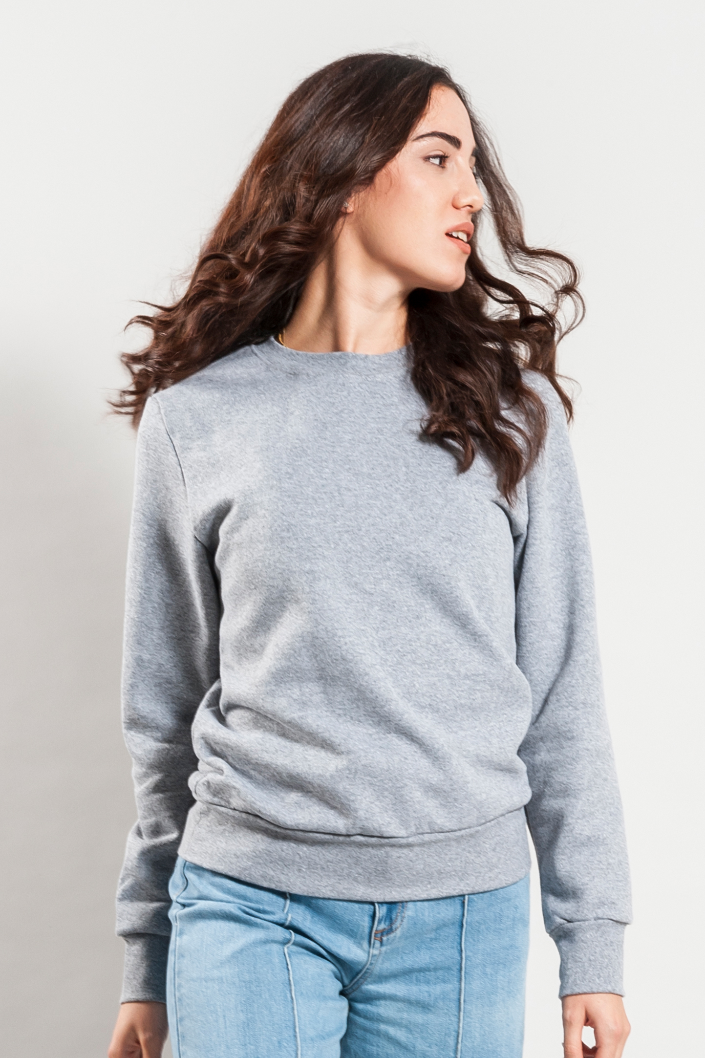 Sweat-shirt à col rond en molleton français pour femme