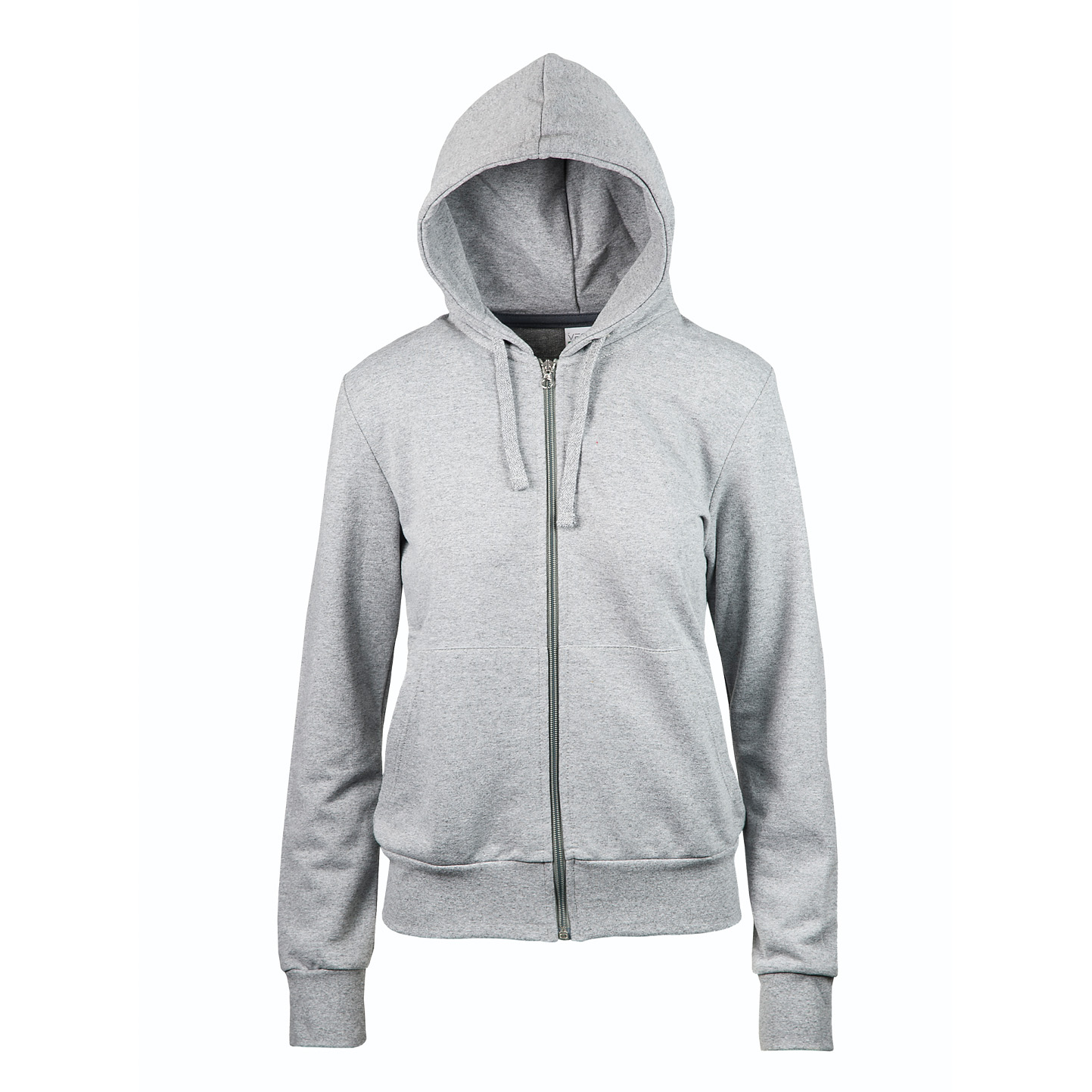 Sweat à capuche en molleton français pour femme avec fermeture éclair longue - Cendre