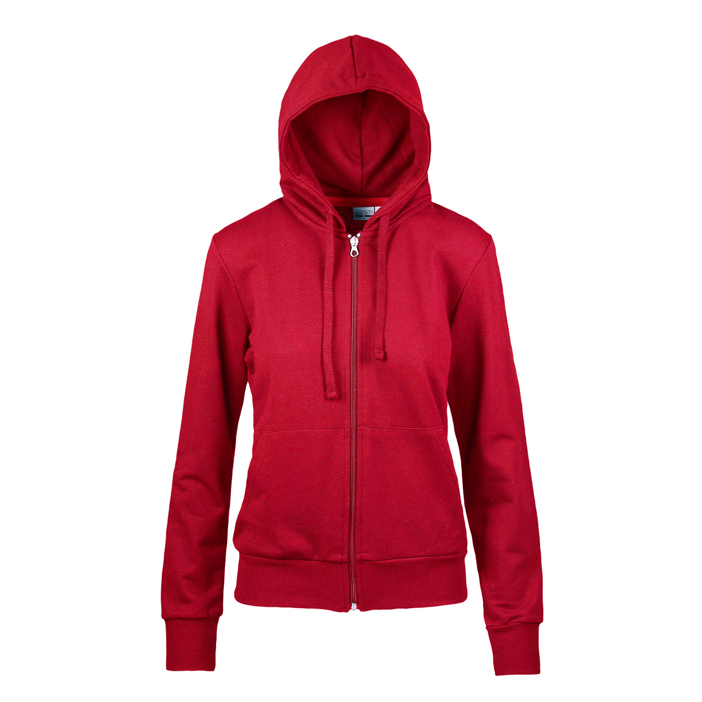 Sweat à capuche en molleton français pour femme avec fermeture éclair longue - Rouge Sport XXS 1/2 ans