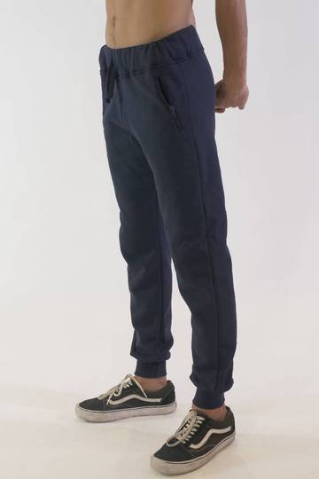 Pantalon en polaire avec ourlet côtelé et poches zippées