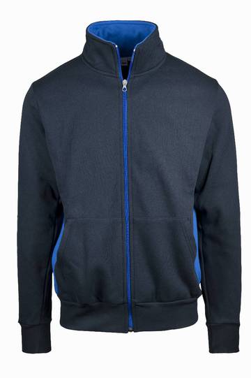 Veste sweat-shirt longue zippée avec côtés contrastés - 