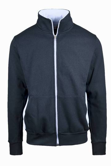 Veste sweat-shirt longue zippée avec côtés contrastés - 