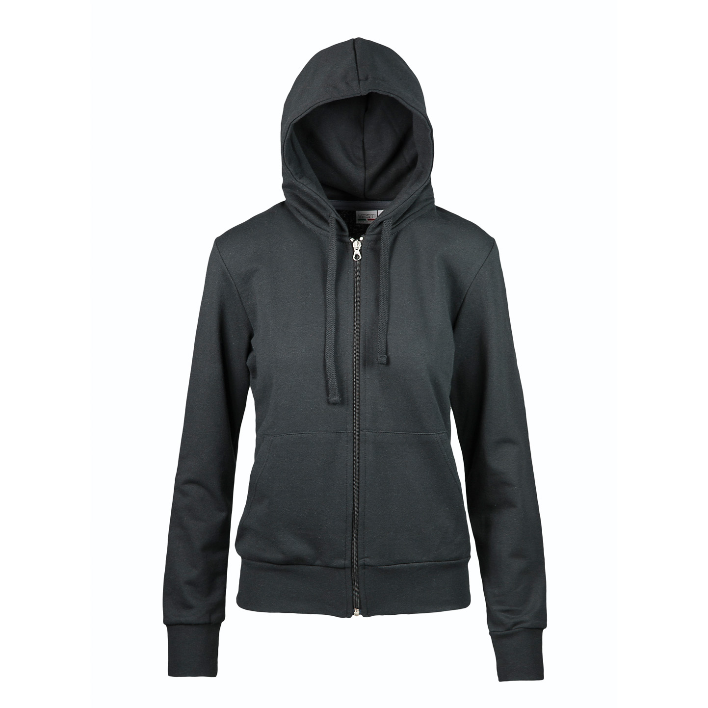 Sweat à capuche long zippé pour femme - Noir