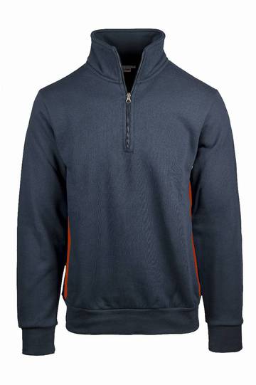 Sweat-shirt à col zippé avec côtés contrastés - 