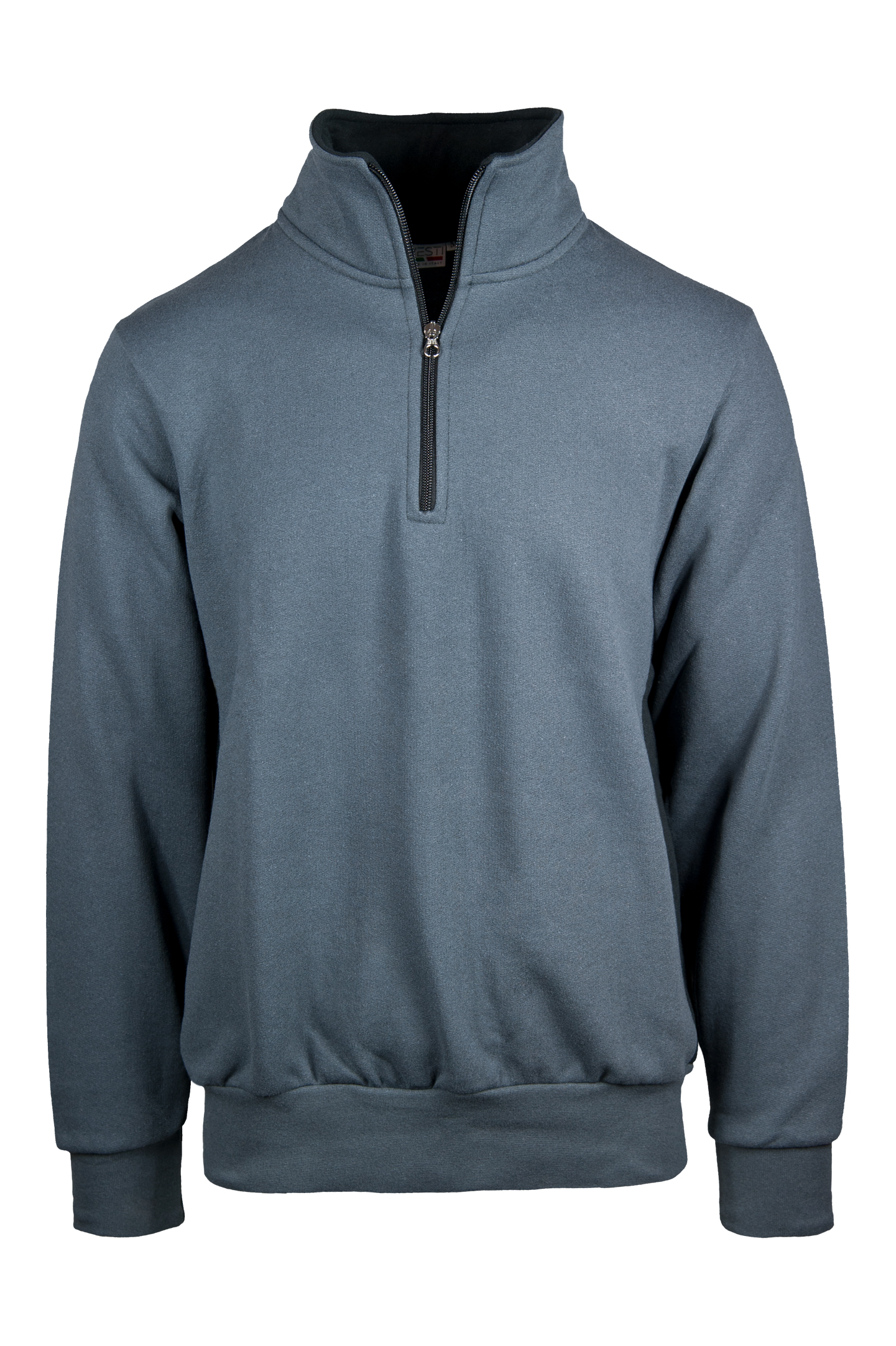 Sweat-shirt à col zippé contrastant 70 % coton / 30 % polyester 280 g/m² Bleu / Bleu roi Sport S - 2212 - Plomb/Noir S