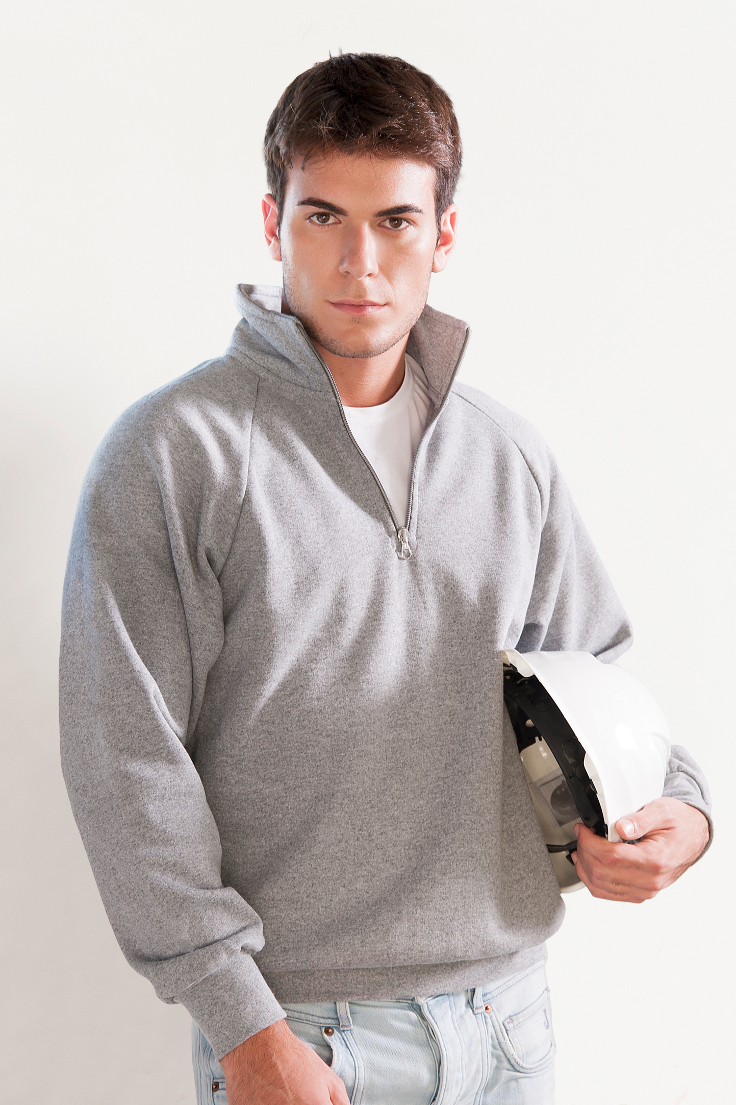 Sweat-shirt à col zippé en molleton français