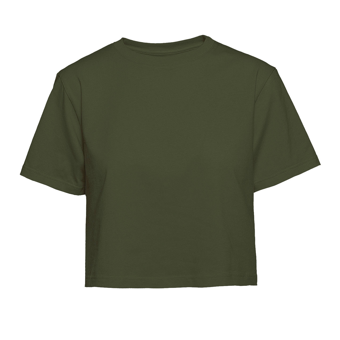 Pull à manches courtes et col rond pour femme - Vert militaire XS