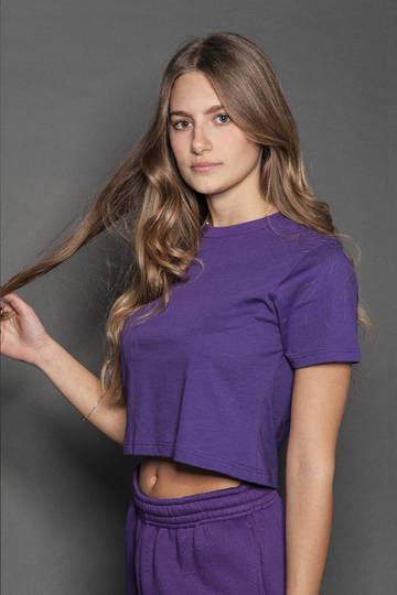 Pull à manches courtes et col rond pour femme