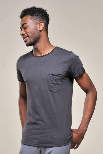 Pull à flammes avec poche, col rond, manches courtes, coupe brute, doublé