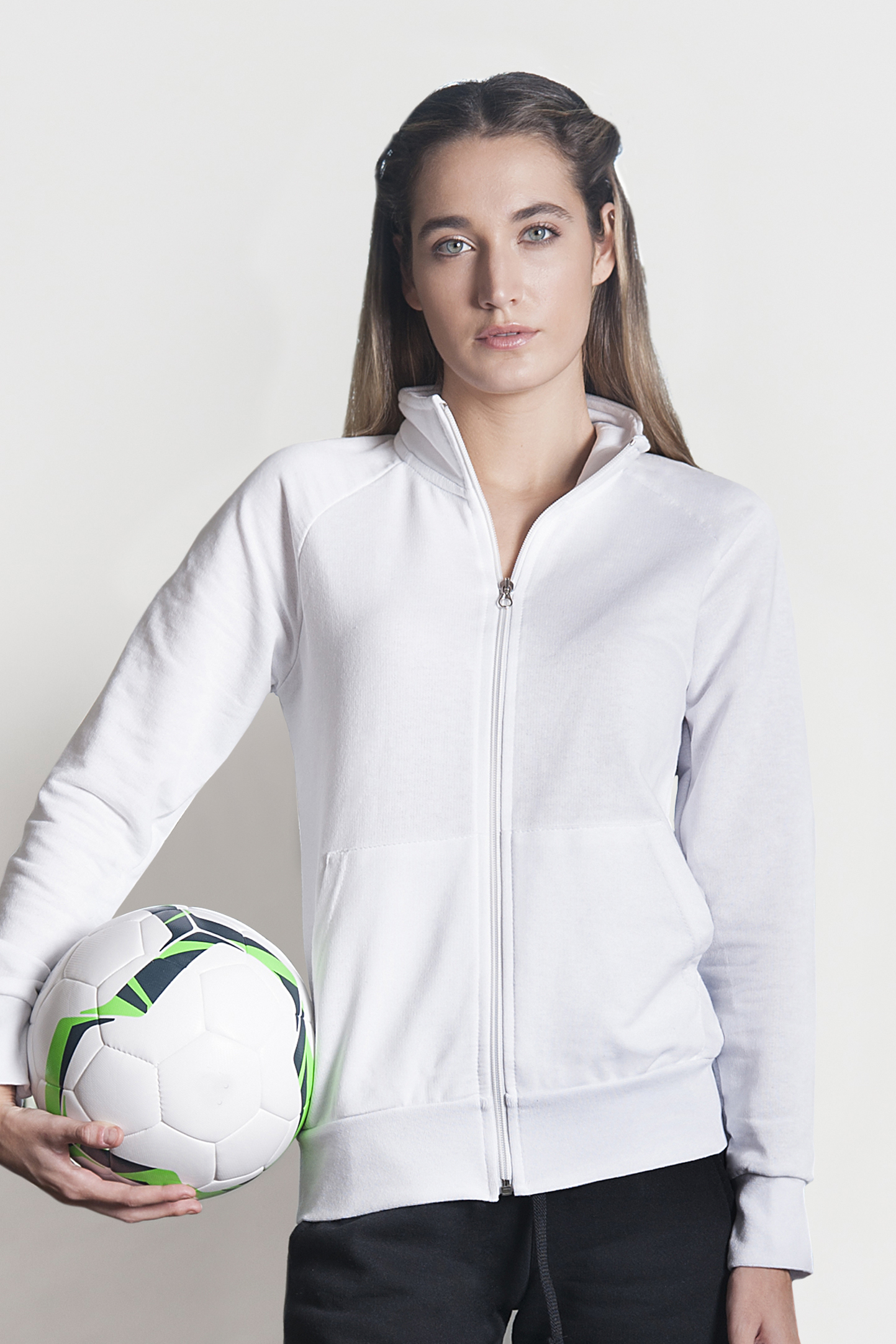 Veste polaire en molleton français pour femme avec longue fermeture éclair - Bleu