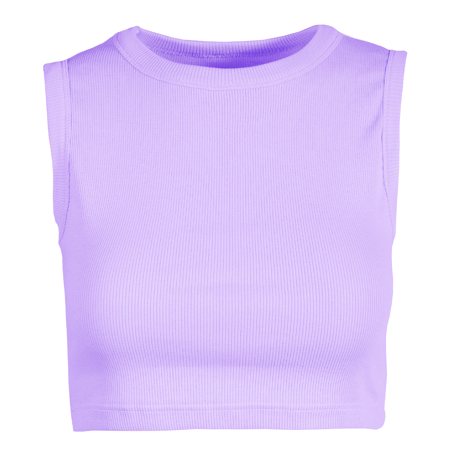 Débardeur court femme côtelé stretch - LI - Lilas XS