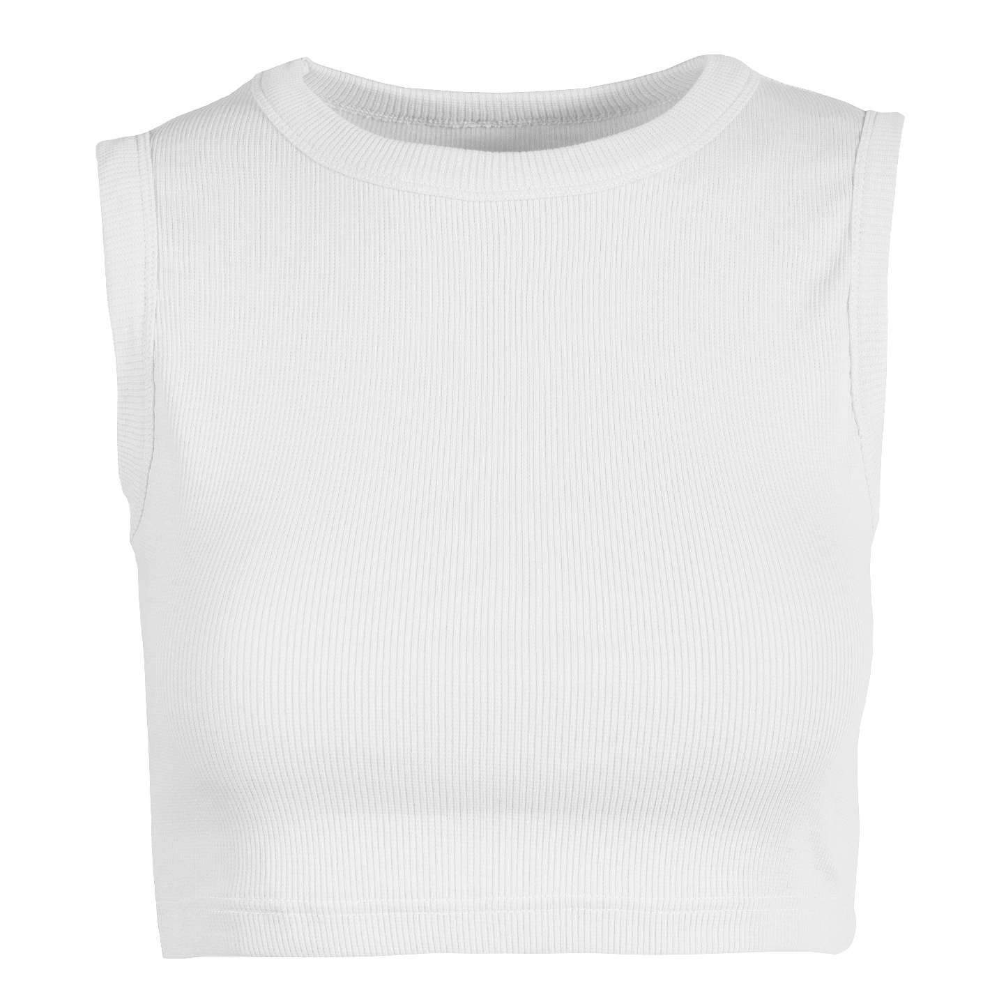 Débardeur court femme côtelé stretch - 99 - Blanc XS