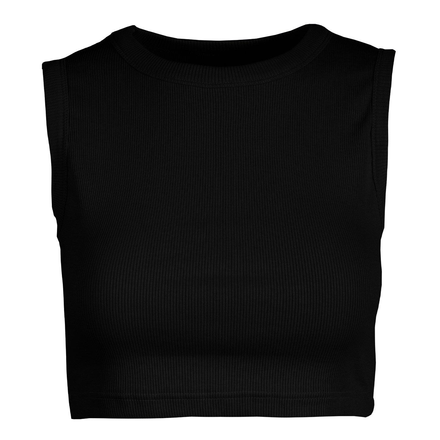 Débardeur court femme côtelé stretch - 12 - Noir