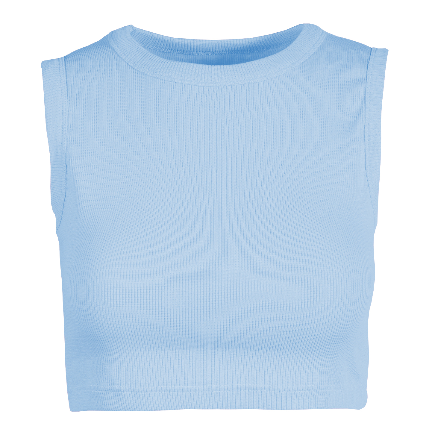 Débardeur court femme côtelé stretch - 31 - Céleste
