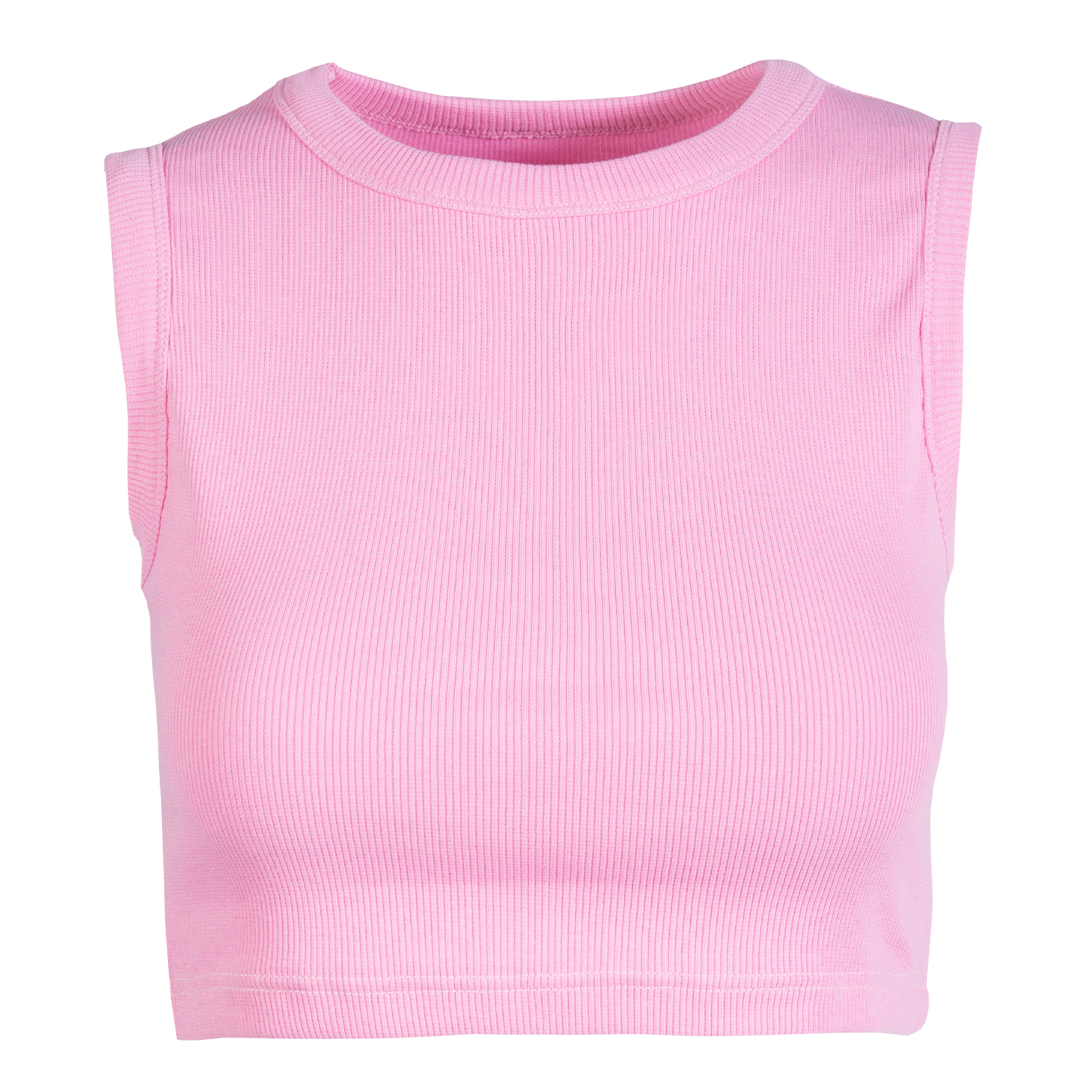 Débardeur court femme côtelé stretch - RL - Bulle rose