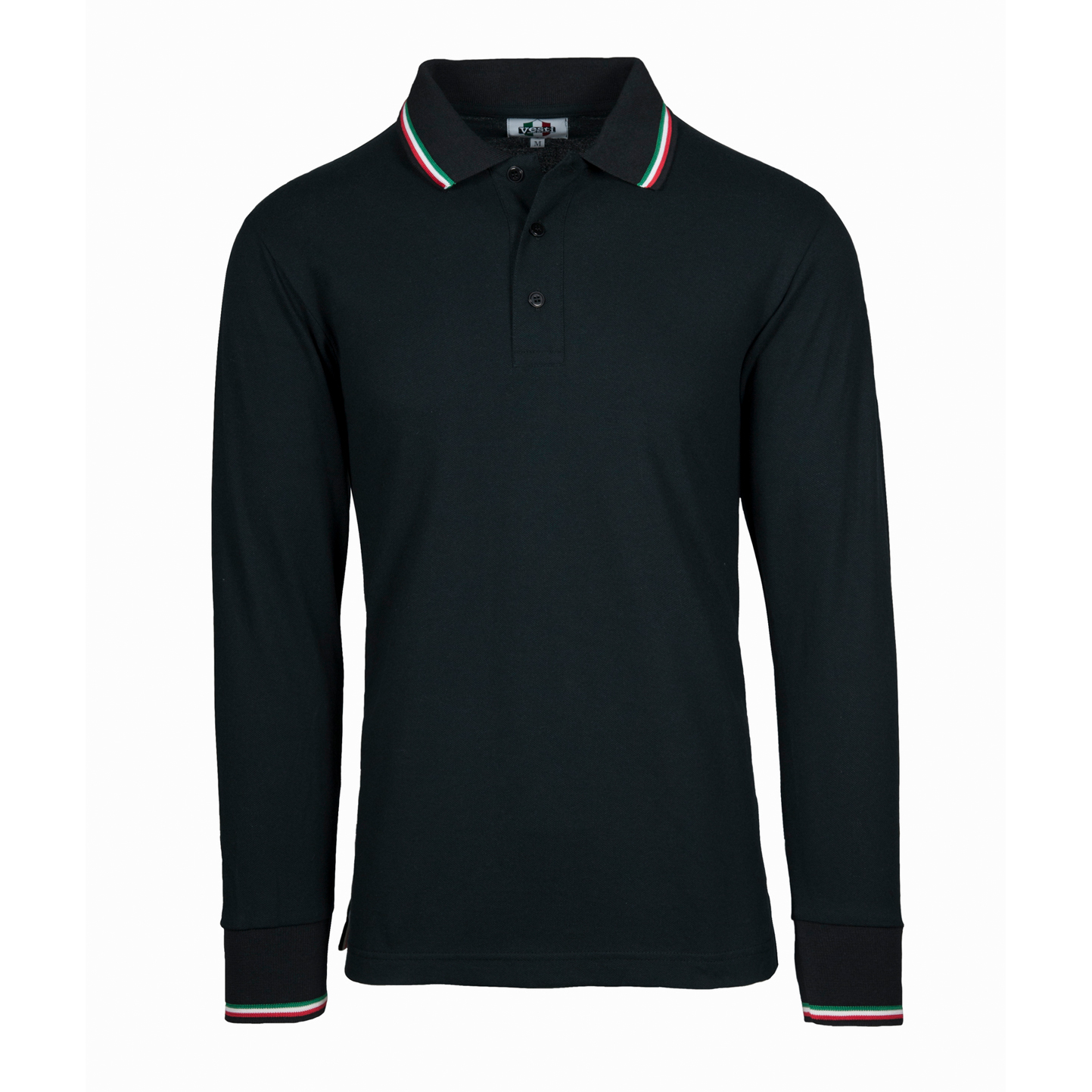 Polo à manches longues en piqué d'Italie - 12E - Noir ECO XS