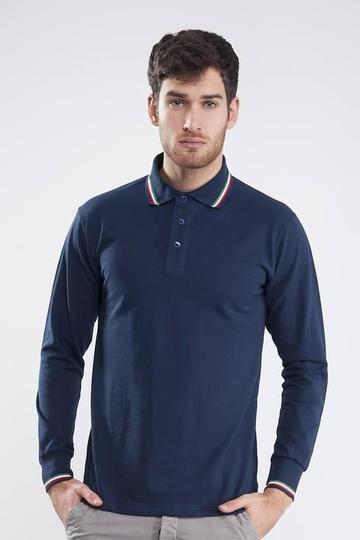 Polo à manches longues en piqué d'Italie