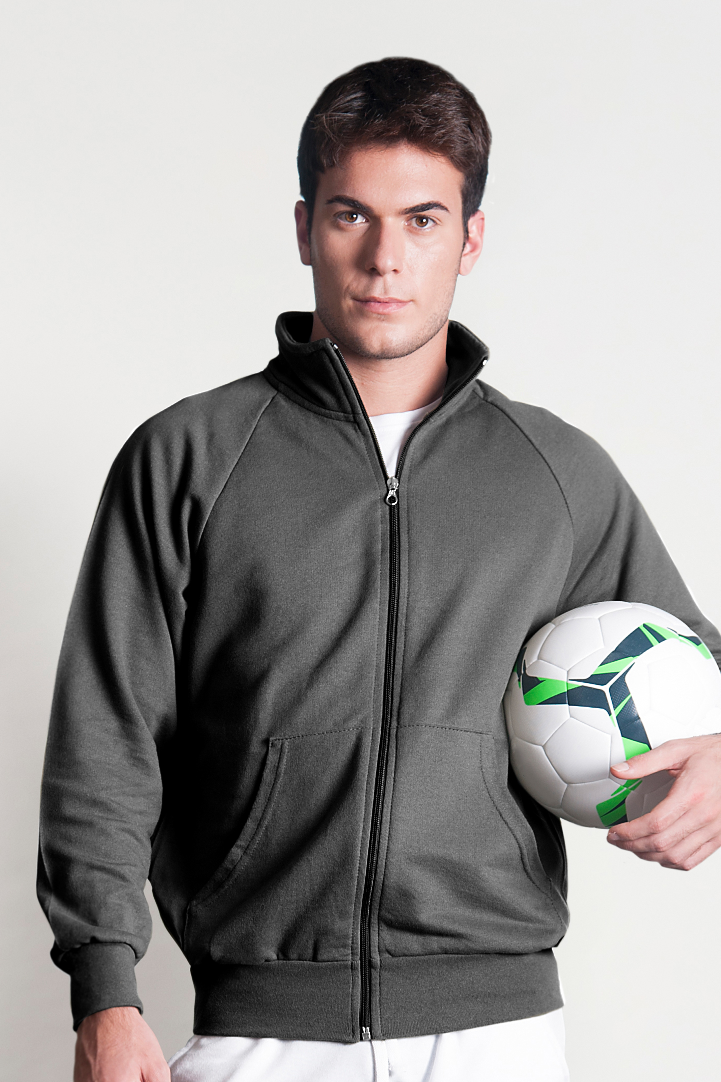 Veste sweat-shirt longue à fermeture éclair