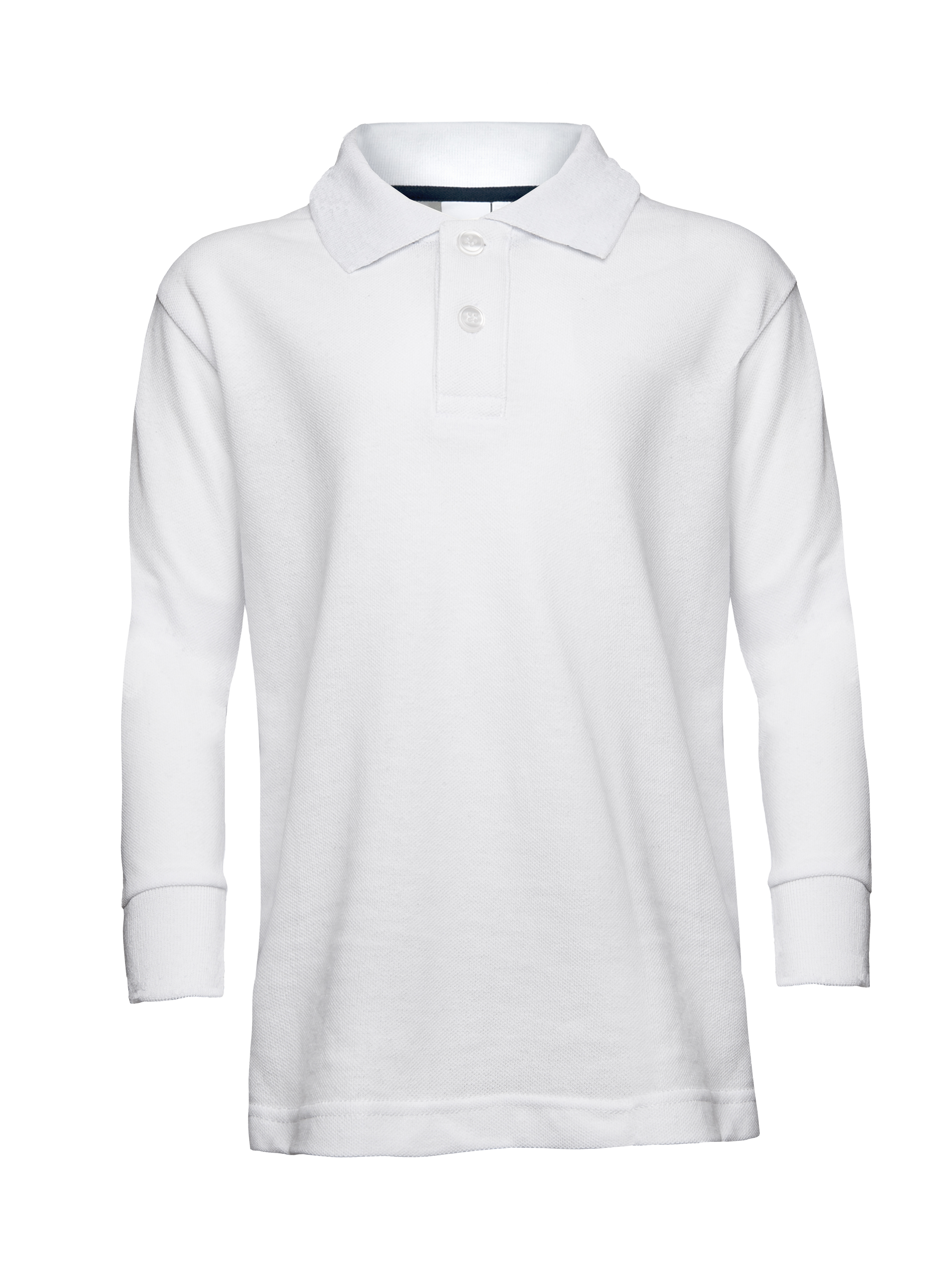 Polo à manches longues en piqué bordé pour enfants - Blanc XS