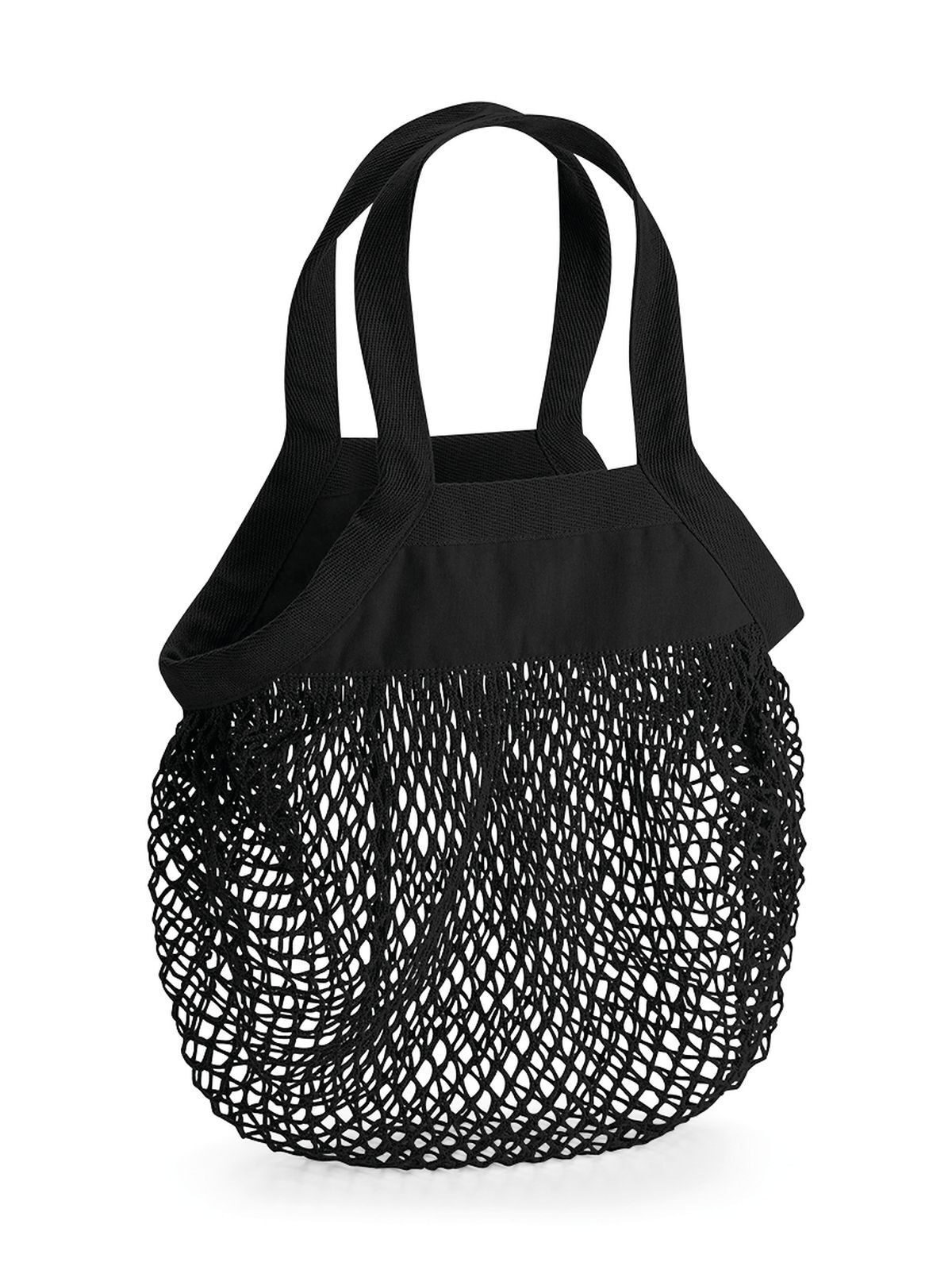 Sac à provisions en coton biologique à mailles courtes - BLK - Noir