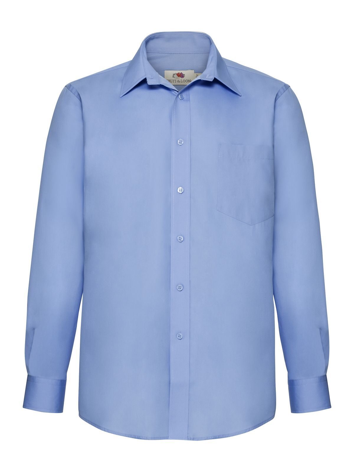 Chemise en popeline à manches longues pour homme - MU - Bleu Moyen