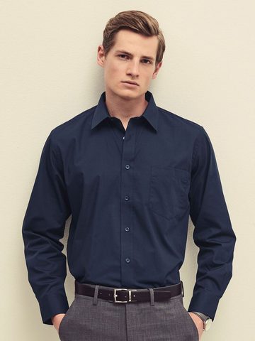 Chemise en popeline à manches longues pour homme