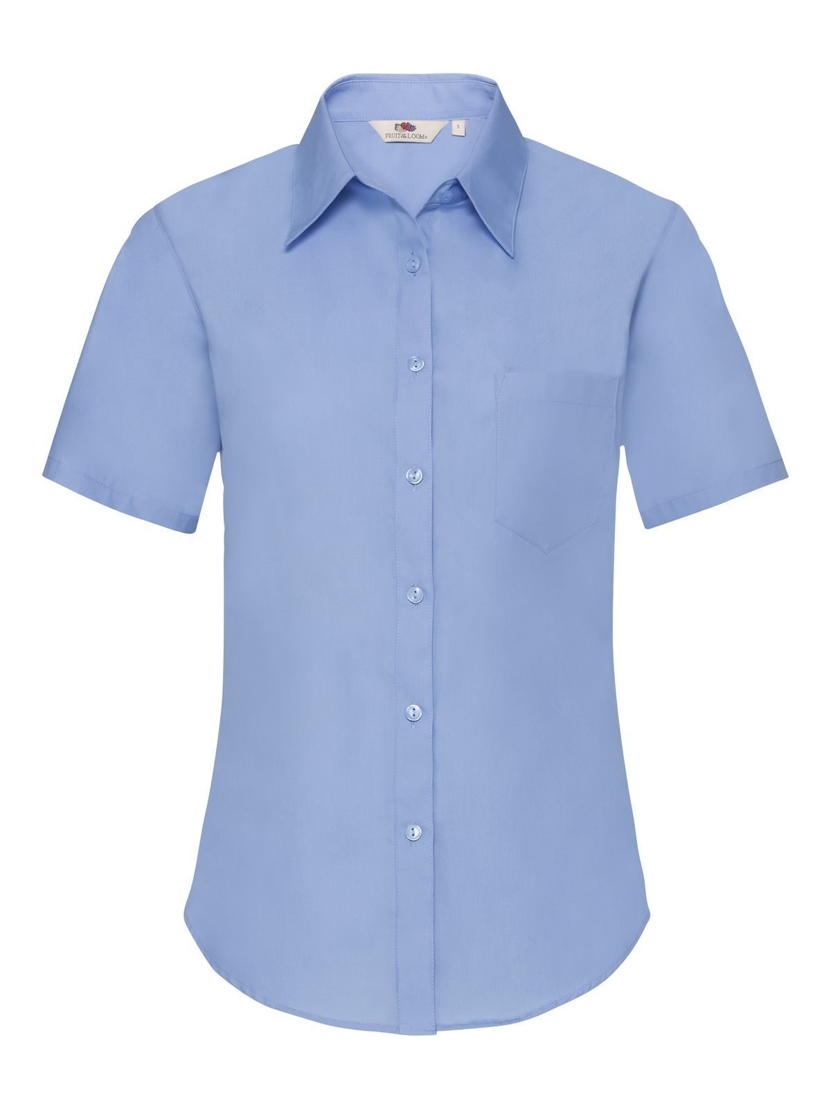 Chemise en popeline à manches courtes pour femme - MU - Bleu Moyen