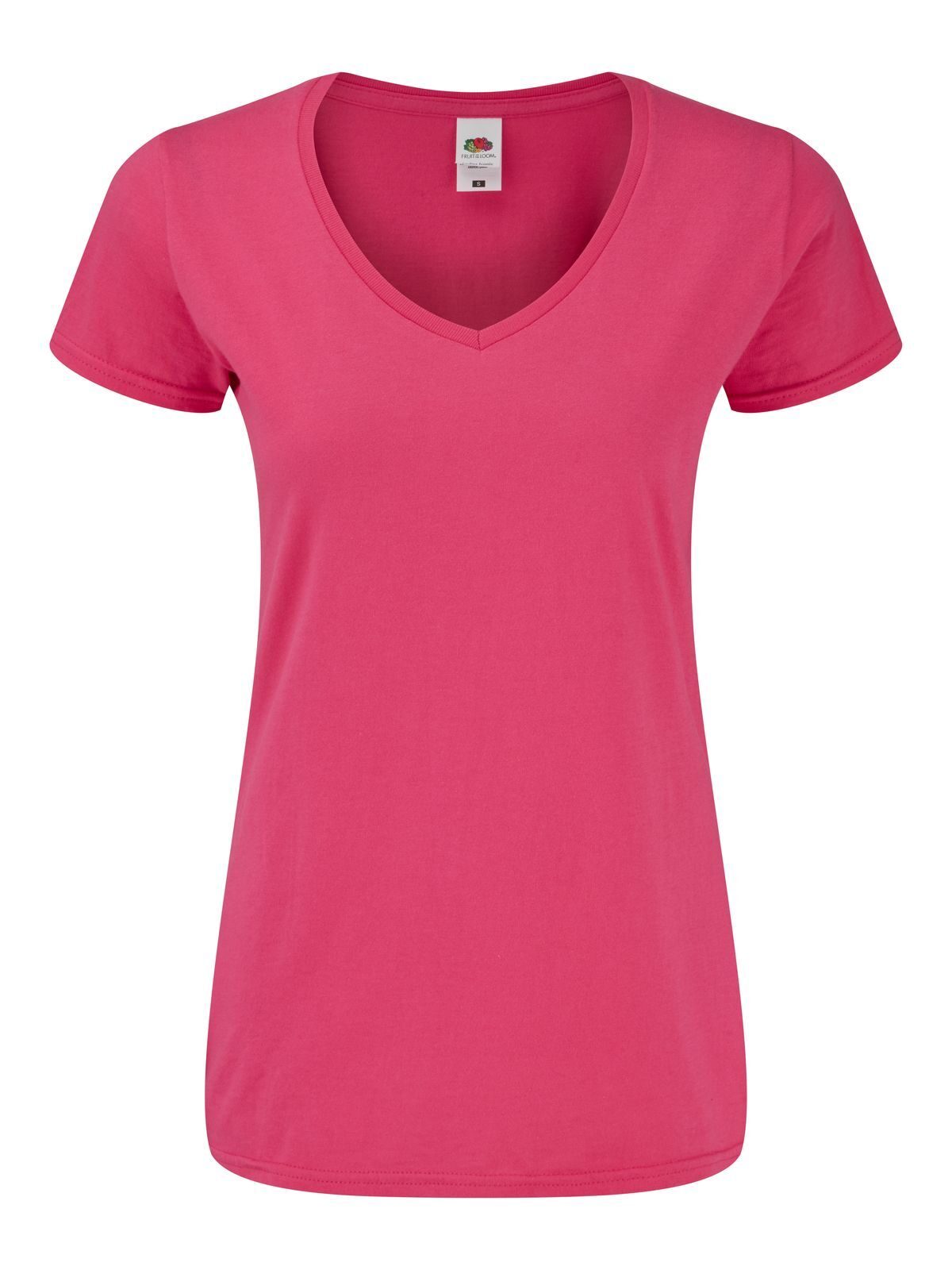 T-shirt iconique à col en V pour femme 150 - Fuchsia
