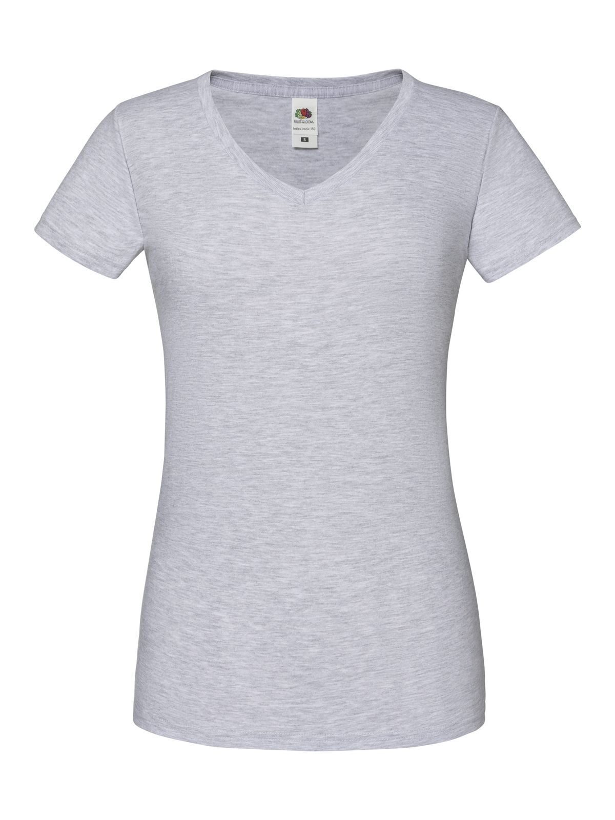 T-shirt iconique à col en V pour femme 150 - 94 - Gris chiné
