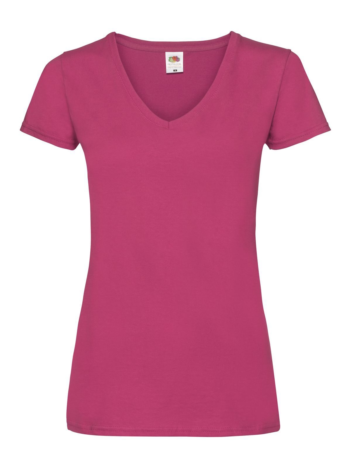 T-shirt à col en V pour femmes, léger et confortable - Fuchsia