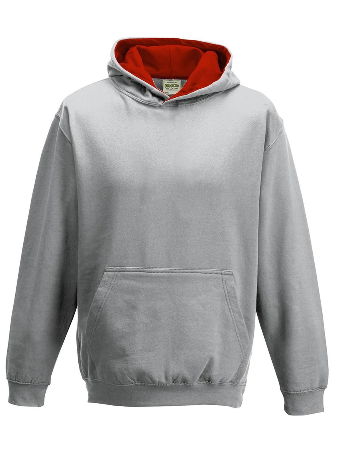 Sweat à capuche bicolore - HGR-FIR - Gris chiné-Rouge feu