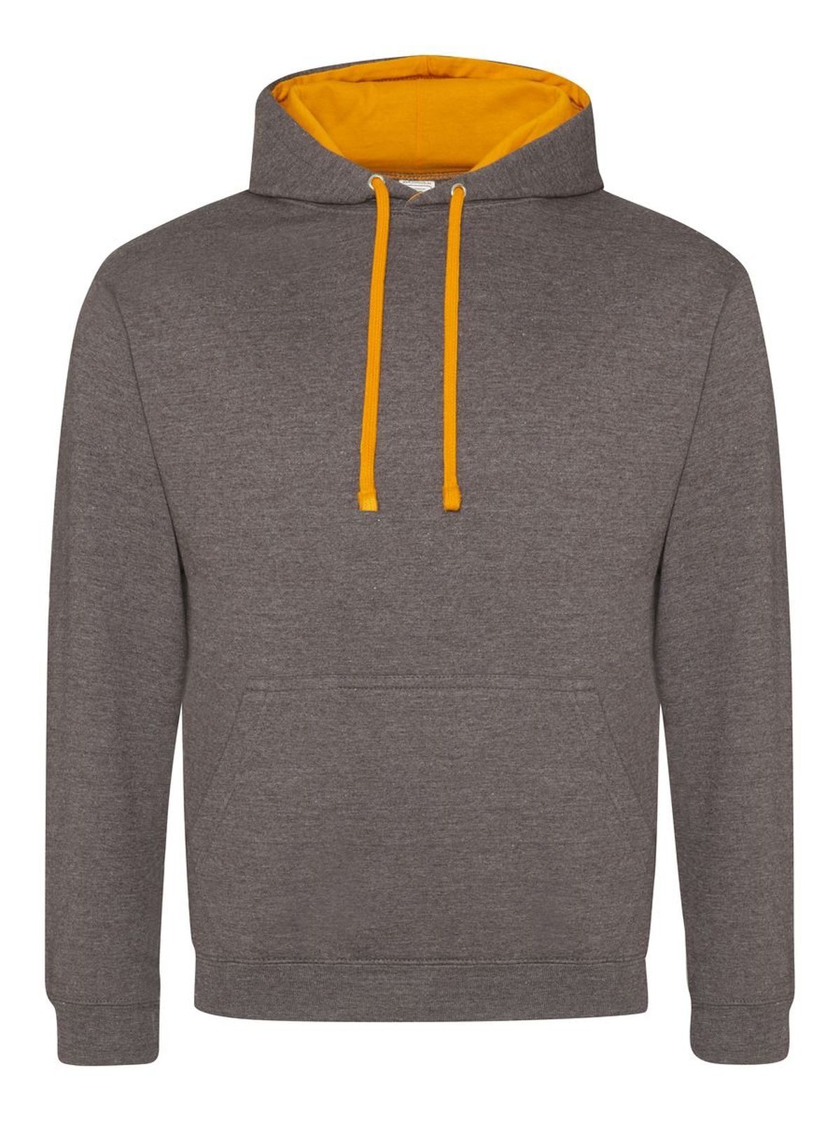 Sweat à capuche bicolore - Charbon/orange écrasé