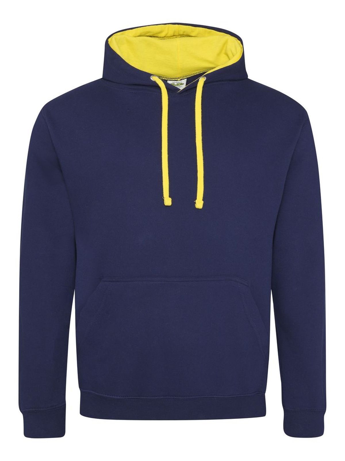 Sweat à capuche bicolore - Bleu marine Oxford/jaune soleil