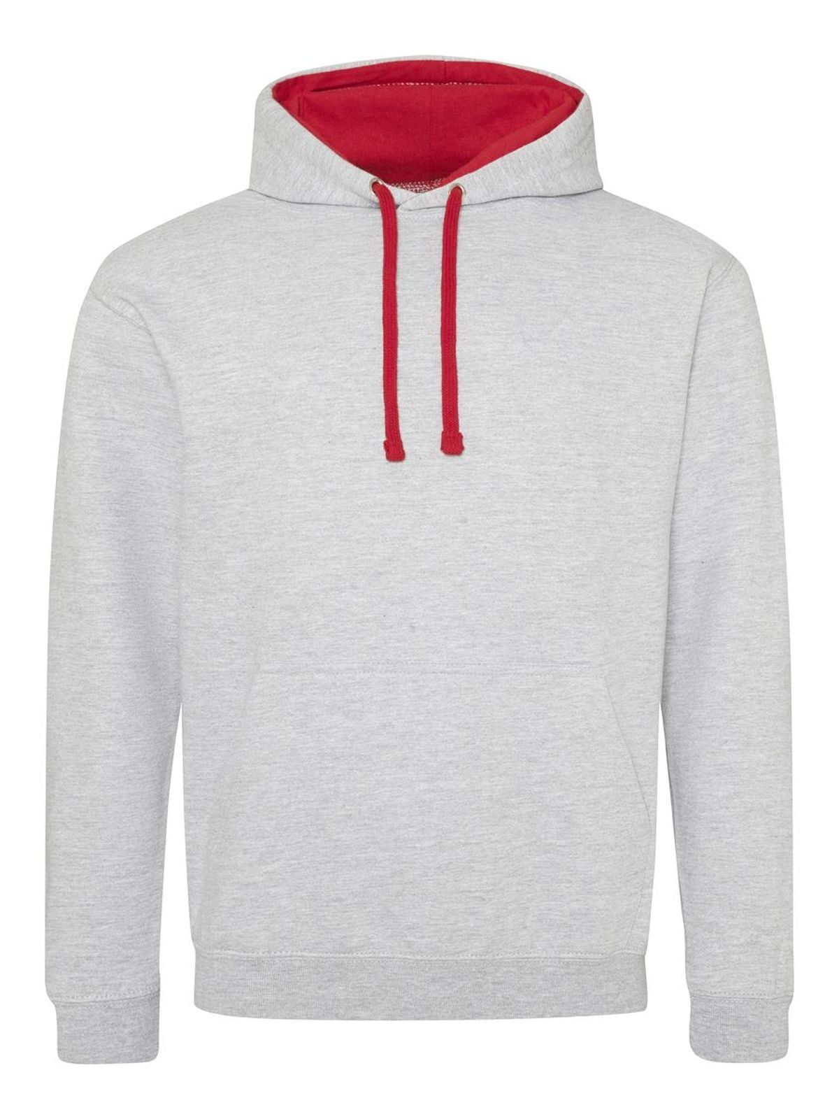 Sweat à capuche bicolore - HGRFIR - HGR-FIR - Gris chiné-Rouge feu