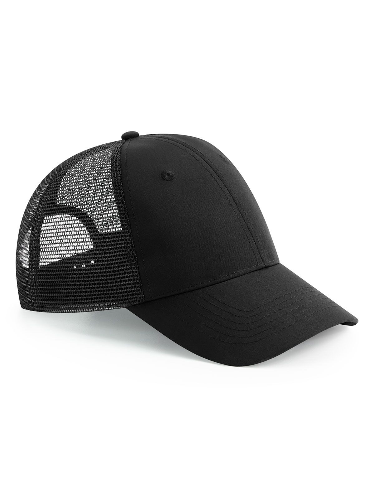 Casquette trucker 6 panneaux à fermeture snapback en tissu urbain recyclé - Noir