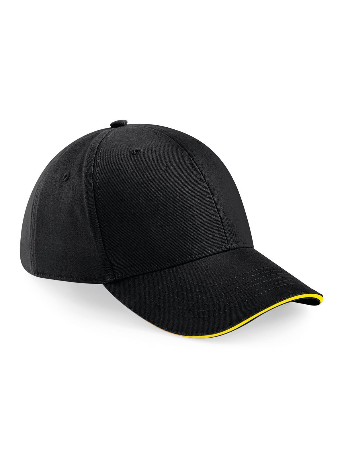 Casquette Athleisure à 6 panneaux - Noir/jaune