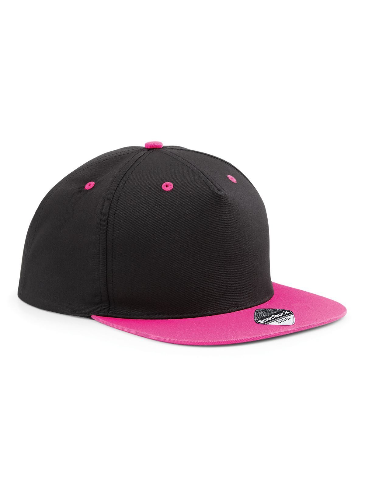 Casquette à 5 panneaux contrastés - Noir/fuchsia