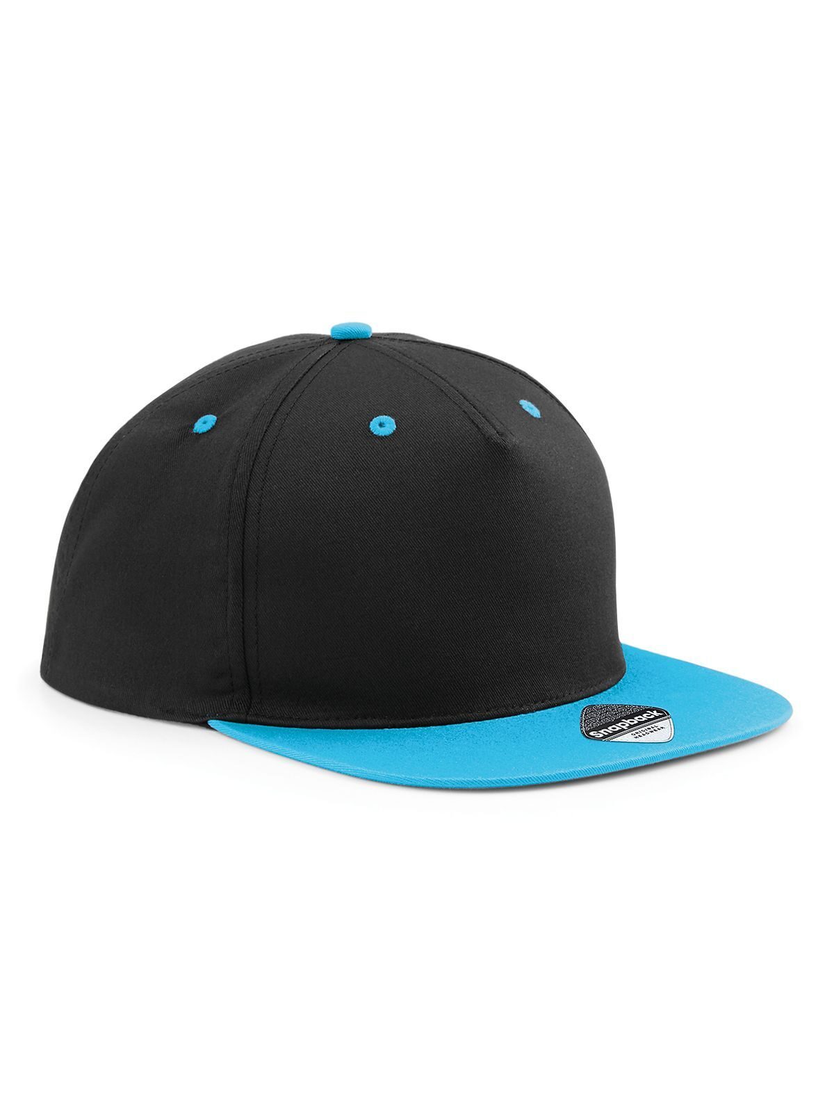 Casquette à 5 panneaux contrastés - Noir/bleu surf