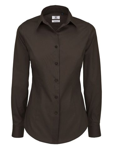 Chemise femme manches longues en popeline noire à nouer avec élasthanne - 