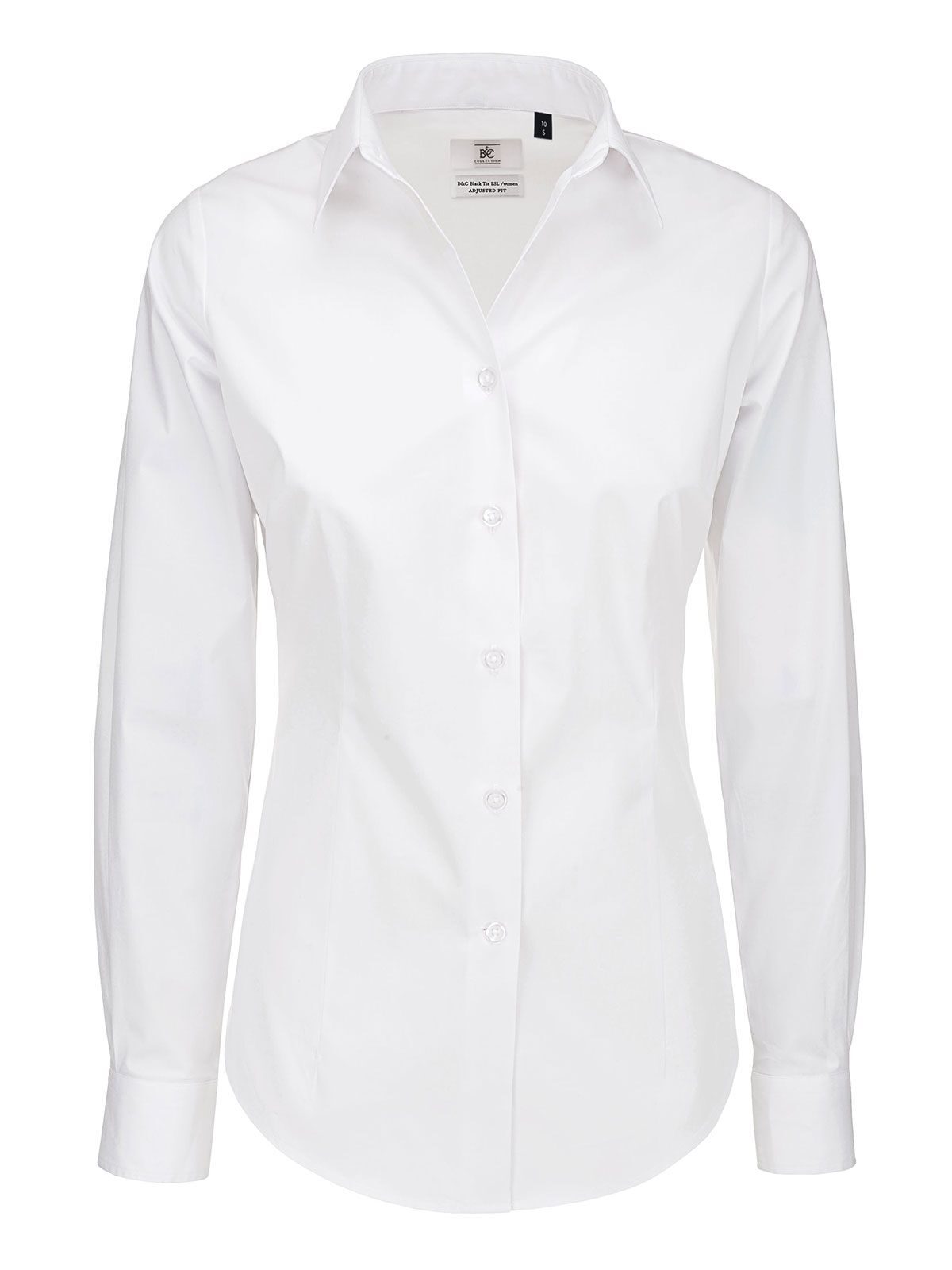 Chemise femme manches longues en popeline noire à nouer avec élasthanne - WH001 - White