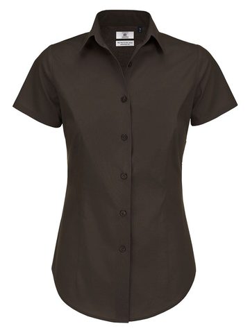 Chemise SSL pour femme en popeline noire à nœud papillon et élasthanne - 