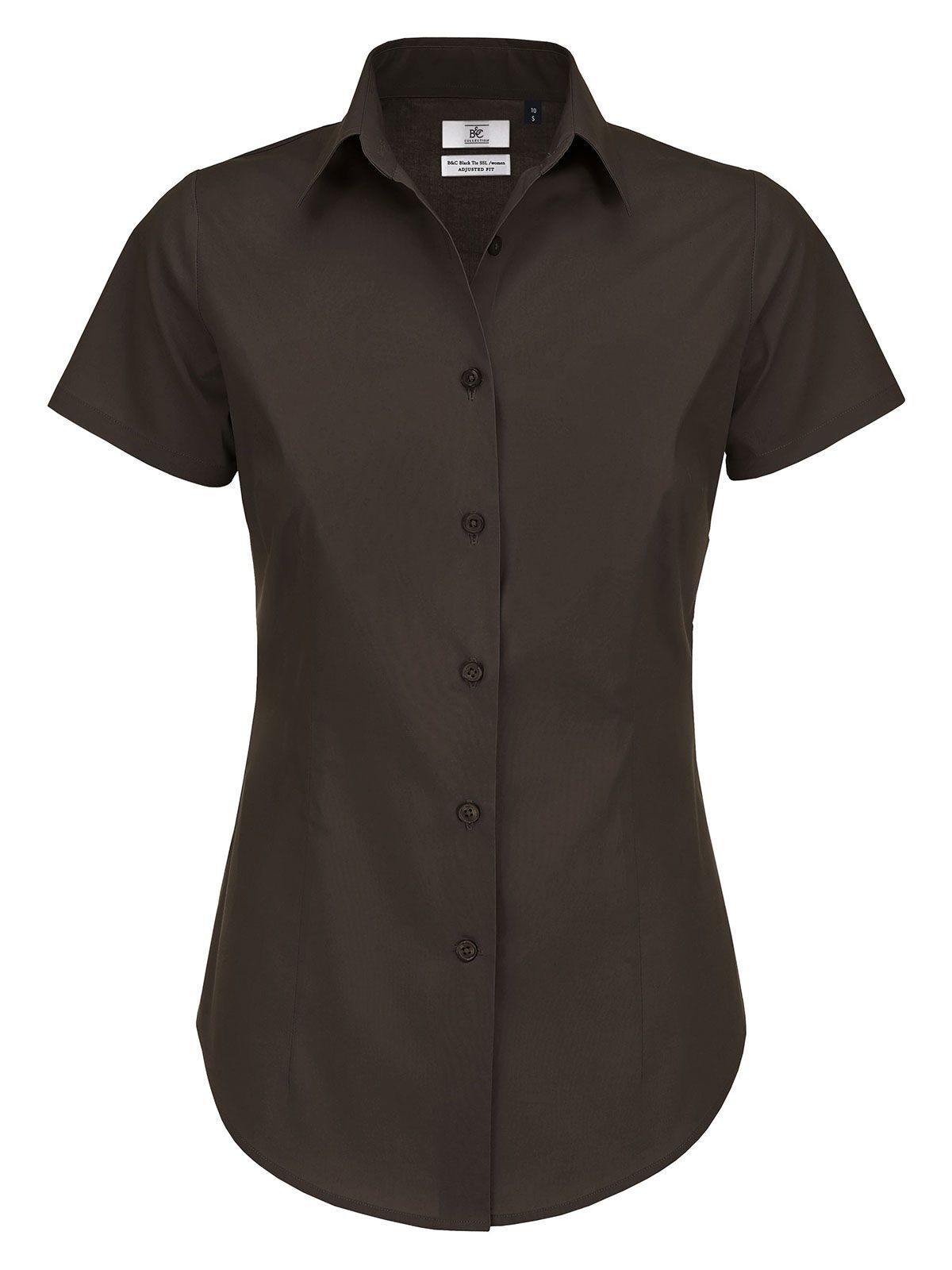 Chemise SSL pour femme en popeline noire à nœud papillon et élasthanne - 146 - Grain de café