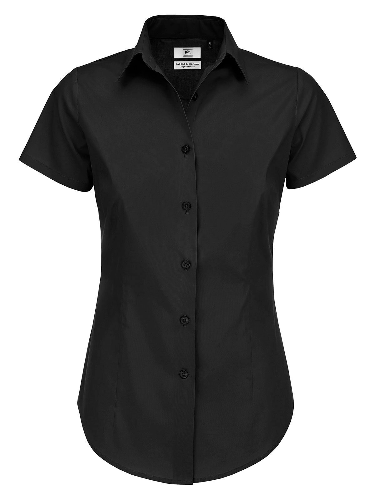 Chemise SSL pour femme en popeline noire à nœud papillon et élasthanne - 002 - Noir